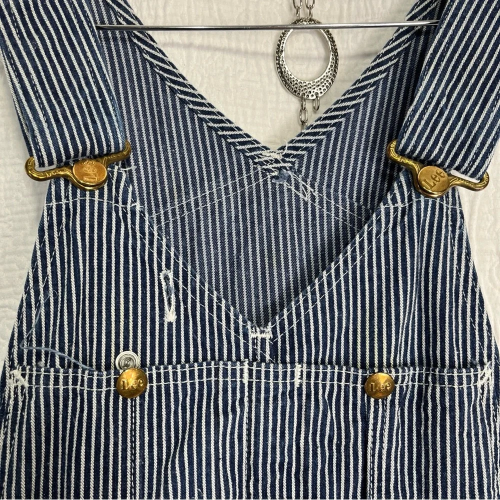 Vintage Lee Hickory Stripe Overalls 30x30 Carpenter Sanforized Union Made USA